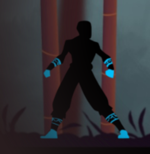 Durgavana artwork showing a silhouetted warrior in a forest